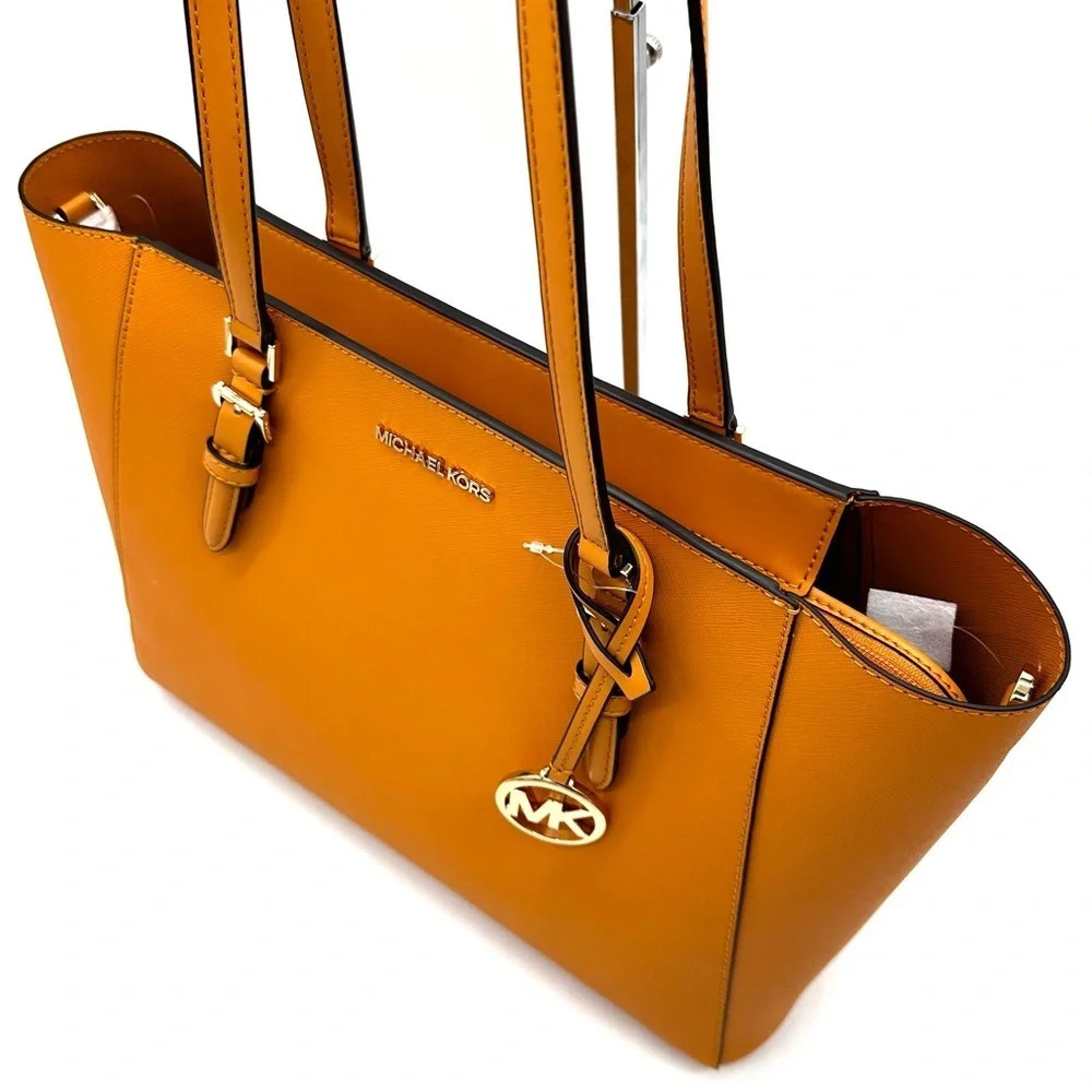 Michael Kors Charlotte LG Tote Bag 3 IN 1 Leather Shoulder Bag Cider (NWT) - Picture 5 of 15